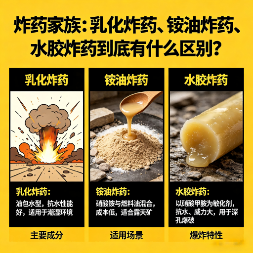 湖州炸药家族：乳化炸药、铵油炸药、水胶炸药到底有什么区别？